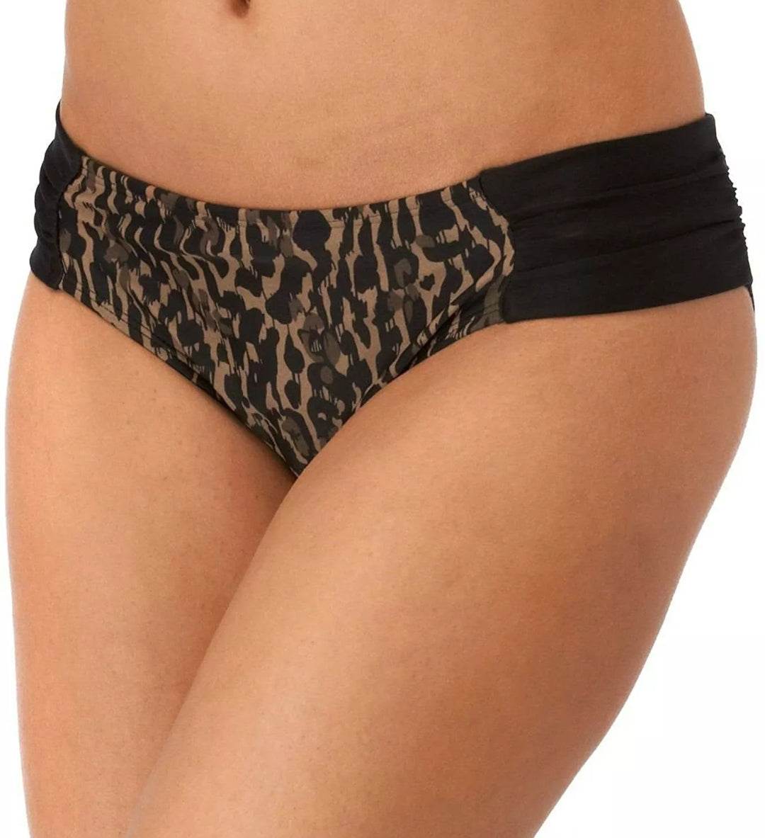 Panache Animal Print Savannah Gathered Bikini Swim Bottom - Biamonde